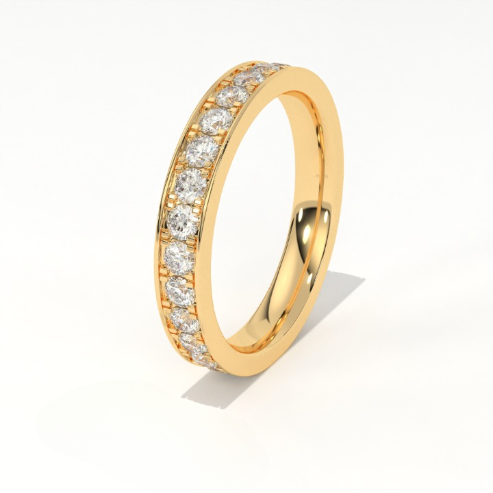 Aarinya Aurelia Eternity Band, The Infinite Brilliance Stackable Ring, Classic Bordered Round Diamond Band