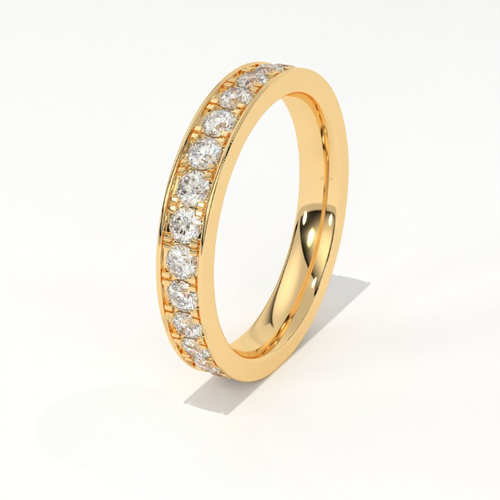Aarinya Aurelia Eternity Band, The Infinite Brilliance Stackable Ring, Classic Bordered Round Diamond Band