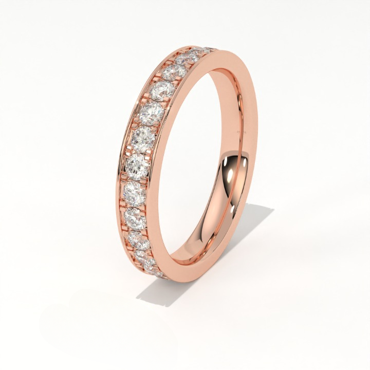 Aarinya Aurelia Eternity Band, The Infinite Brilliance Stackable Ring, Classic Bordered Round Diamond Band