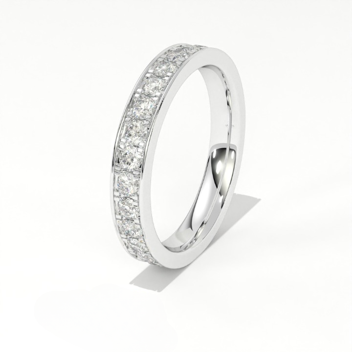 Aarinya Aurelia Eternity Band, The Infinite Brilliance Stackable Ring, Classic Bordered Round Diamond Band