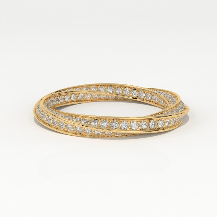 Aarinya  Twisted Pave Diamond Band, The Helix Continuous Ribbon Eternity, Twisted Mobius Eternity Ring