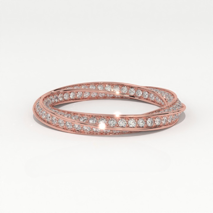 Aarinya  Twisted Pave Diamond Band, The Helix Continuous Ribbon Eternity, Twisted Mobius Eternity Ring