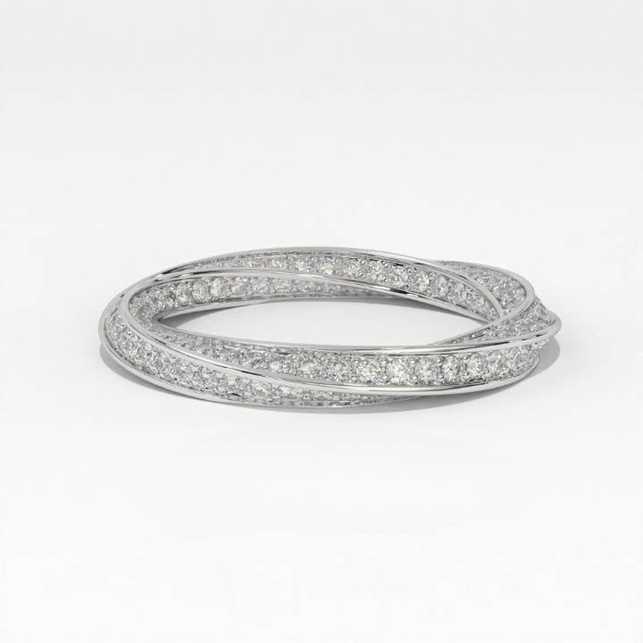 Aarinya  Twisted Pave Diamond Band, The Helix Continuous Ribbon Eternity, Twisted Mobius Eternity Ring