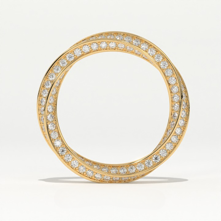 Aarinya  Twisted Pave Diamond Band, The Helix Continuous Ribbon Eternity, Twisted Mobius Eternity Ring