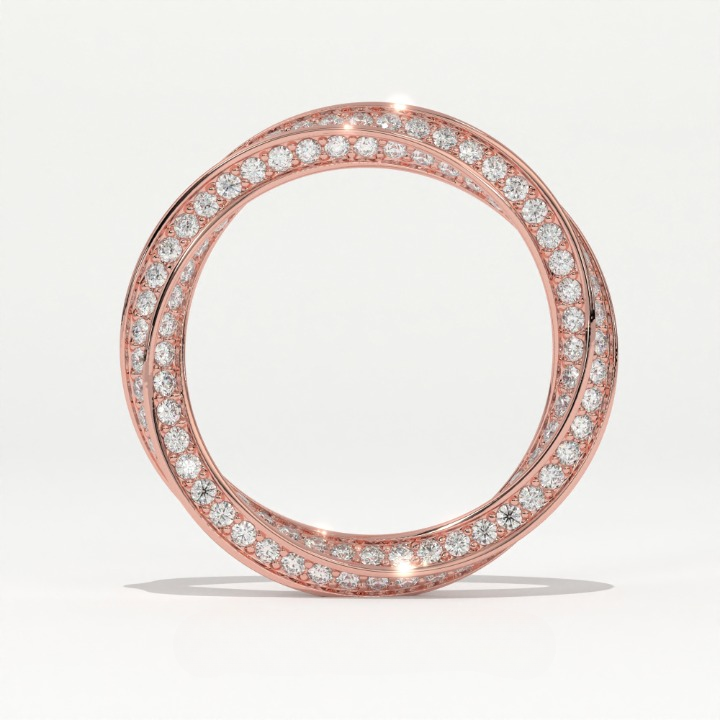 Aarinya  Twisted Pave Diamond Band, The Helix Continuous Ribbon Eternity, Twisted Mobius Eternity Ring