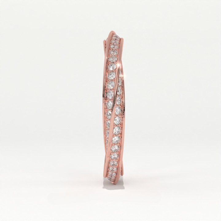 Aarinya  Twisted Pave Diamond Band, The Helix Continuous Ribbon Eternity, Twisted Mobius Eternity Ring