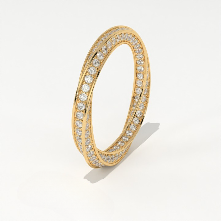 Aarinya  Twisted Pave Diamond Band, The Helix Continuous Ribbon Eternity, Twisted Mobius Eternity Ring
