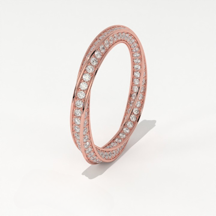 Aarinya  Twisted Pave Diamond Band, The Helix Continuous Ribbon Eternity, Twisted Mobius Eternity Ring