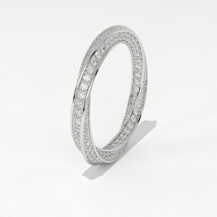 Aarinya  Twisted Pave Diamond Band, The Helix Continuous Ribbon Eternity, Twisted Mobius Eternity Ring