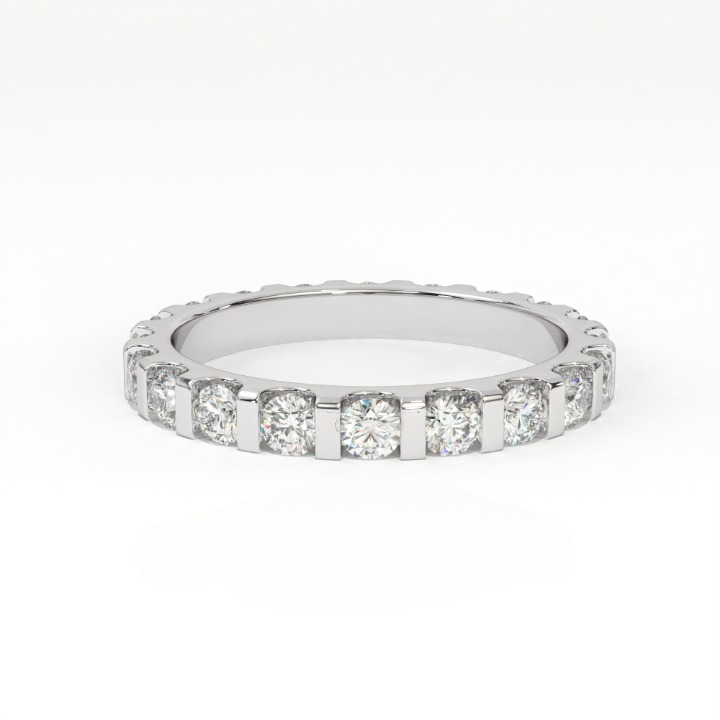 Aarinya Bar-Set Round Diamond Eternity Band, The Horizon Floating Diamond Ring