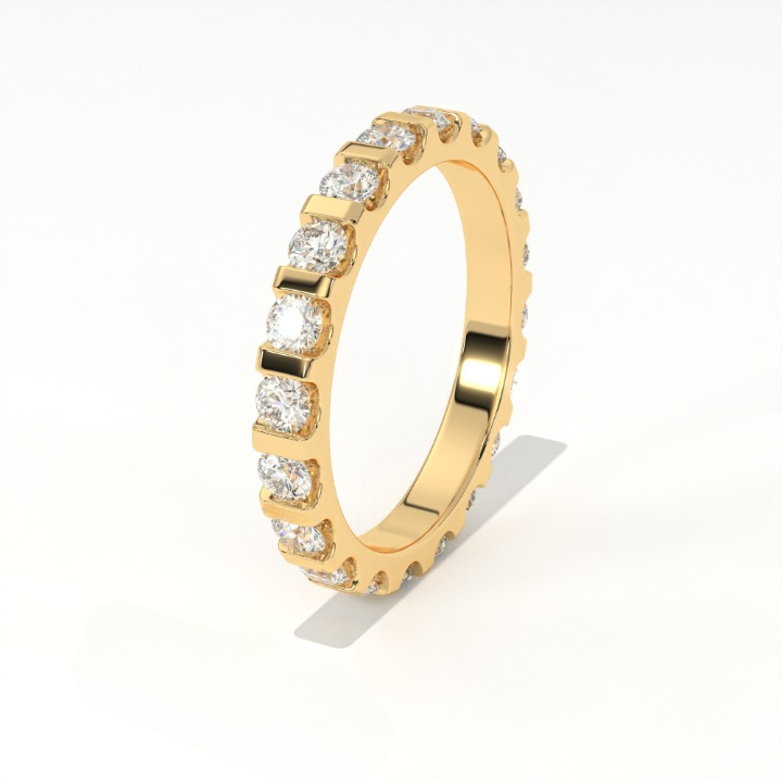 Aarinya Bar-Set Round Diamond Eternity Band, The Horizon Floating Diamond Ring
