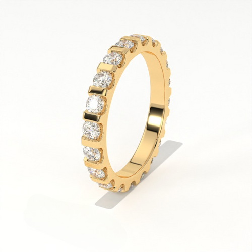 Aarinya Bar-Set Round Diamond Eternity Band, The Horizon Floating Diamond Ring