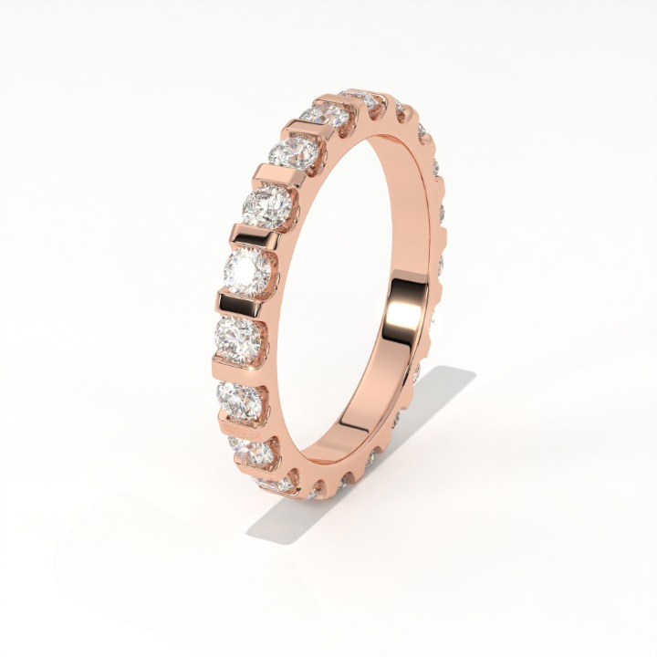 Aarinya Bar-Set Round Diamond Eternity Band, The Horizon Floating Diamond Ring