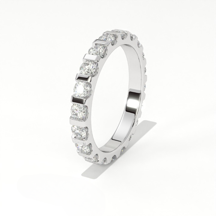 Aarinya Bar-Set Round Diamond Eternity Band, The Horizon Floating Diamond Ring