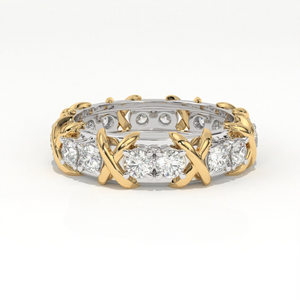 Aarinya Two-Tone Cross Link Diamond Eternity Band