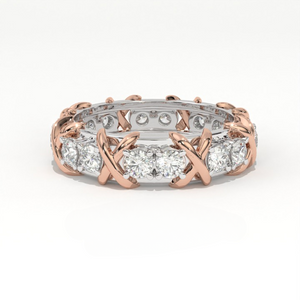 Aarinya Two-Tone Cross Link Diamond Eternity Band