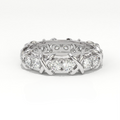 Aarinya Two-Tone Cross Link Diamond Eternity Band, The Renaissance Sculpted Two-Tone Cross Eternity Band Ring, Two-Tone "X" Link Eternity Ring