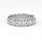 Aarinya Two-Tone Cross Link Diamond Eternity Band, The Renaissance Sculpted Two-Tone Cross Eternity Band Ring, Two-Tone "X" Link Eternity Ring