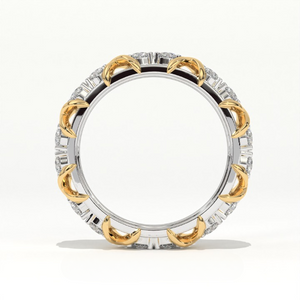 Aarinya Two-Tone Cross Link Diamond Eternity Band