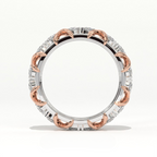 Aarinya Two-Tone Cross Link Diamond Eternity Band, The Renaissance Sculpted Two-Tone Cross Eternity Band Ring, Two-Tone "X" Link Eternity Ring