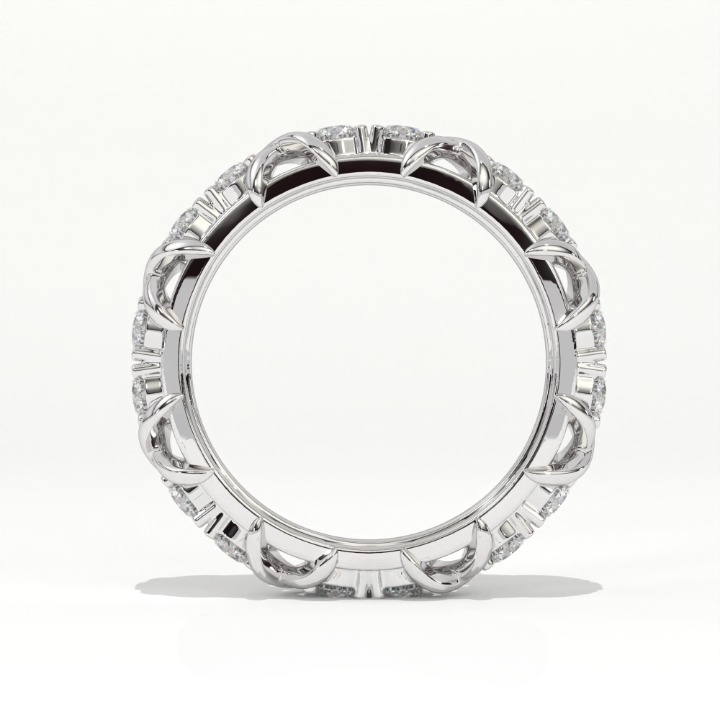 Aarinya Two-Tone Cross Link Diamond Eternity Band, The Renaissance Sculpted Two-Tone Cross Eternity Band Ring, Two-Tone "X" Link Eternity Ring