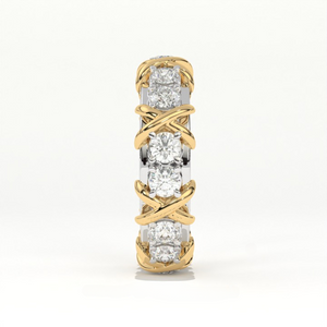 Aarinya Two-Tone Cross Link Diamond Eternity Band