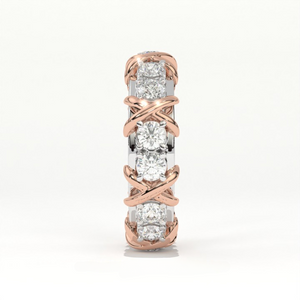 Aarinya Two-Tone Cross Link Diamond Eternity Band