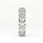 Aarinya Two-Tone Cross Link Diamond Eternity Band, The Renaissance Sculpted Two-Tone Cross Eternity Band Ring, Two-Tone "X" Link Eternity Ring