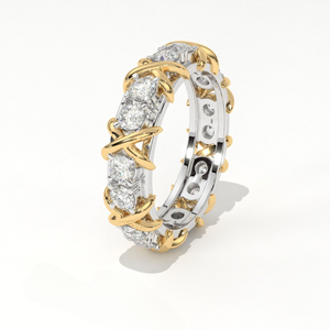 Aarinya Two-Tone Cross Link Diamond Eternity Band