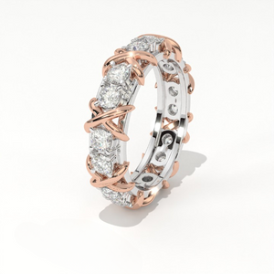 Aarinya Two-Tone Cross Link Diamond Eternity Band
