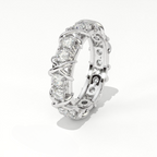 Aarinya Two-Tone Cross Link Diamond Eternity Band, The Renaissance Sculpted Two-Tone Cross Eternity Band Ring, Two-Tone "X" Link Eternity Ring