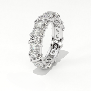Aarinya Two-Tone Cross Link Diamond Eternity Band