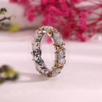 Aarinya Two-Tone Cross Link Diamond Eternity Band, Two-Tone "X" Link Eternity Ring