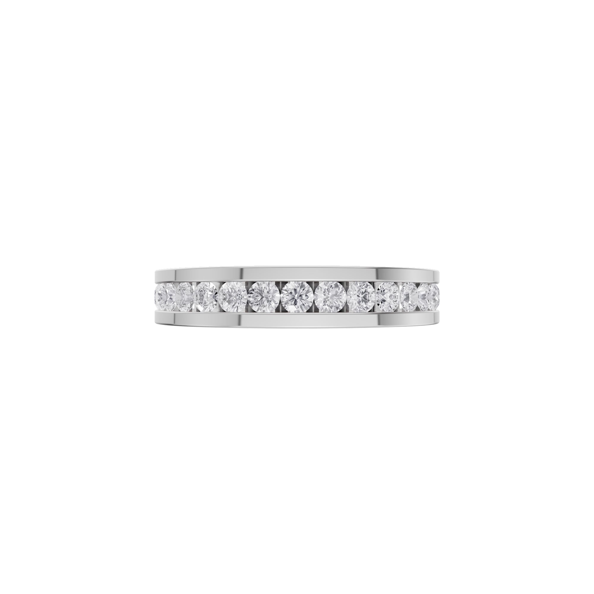 Aarinya Full Eternity Channel Diamond Band Ring, Eternity Channel Round Diamond Ring