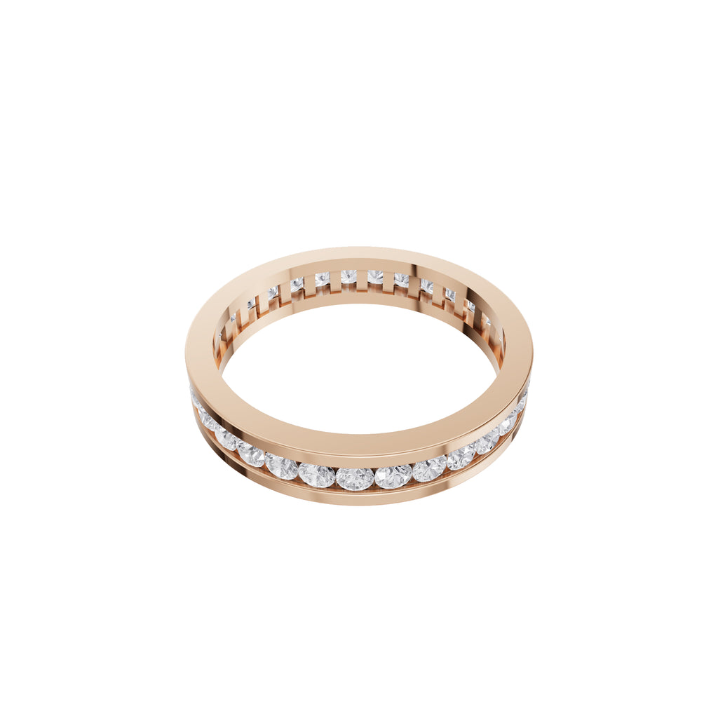 Aarinya Full Eternity Channel Diamond Band Ring, Eternity Channel Round Diamond Ring