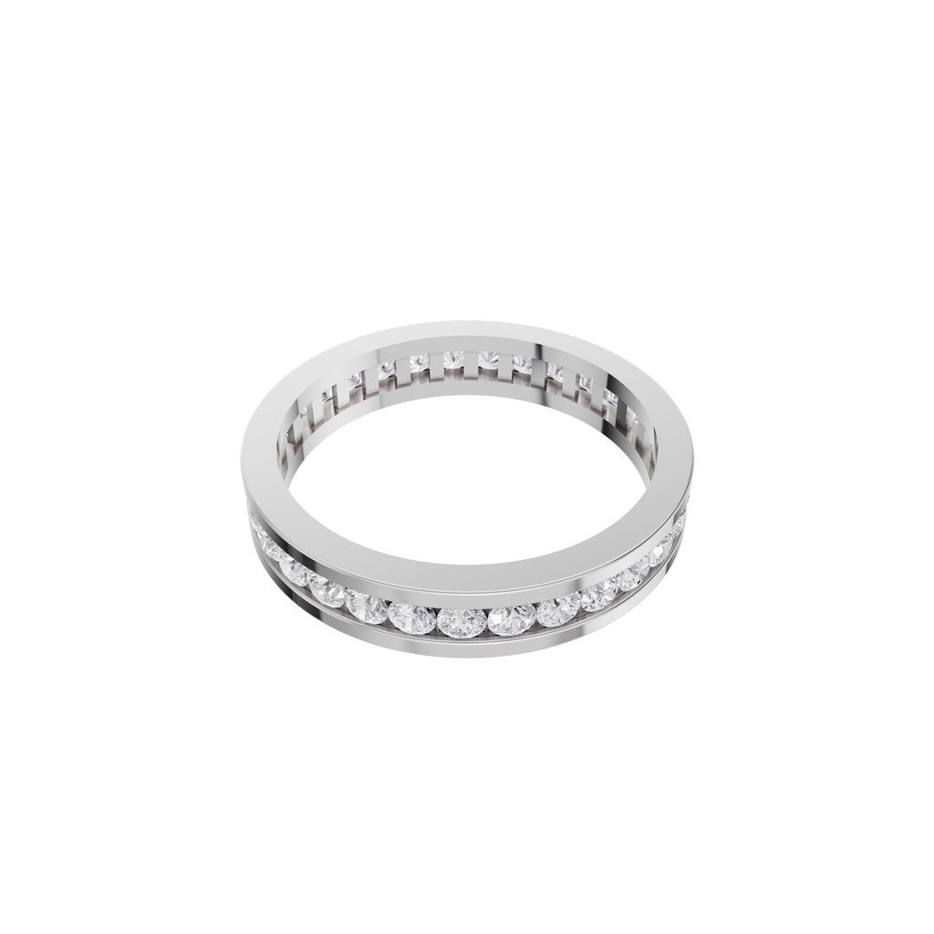 Aarinya Full Eternity Channel Diamond Band Ring, Eternity Channel Round Diamond Ring