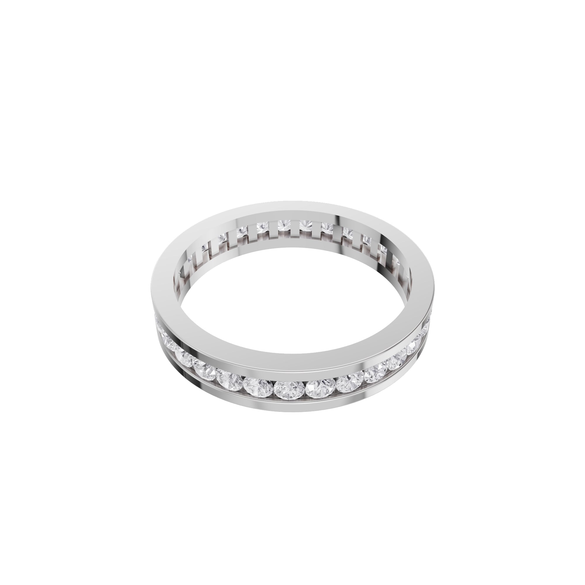 Aarinya Full Eternity Channel Diamond Band Ring, Eternity Channel Round Diamond Ring