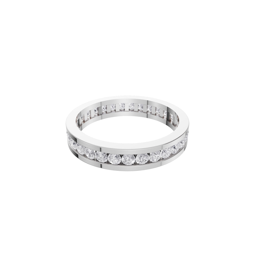 Aarinya Full Eternity Channel Diamond Band Ring, Eternity Channel Round Diamond Ring