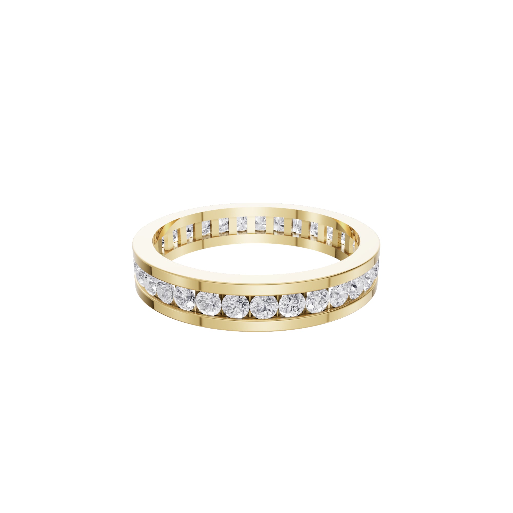 Aarinya Full Eternity Channel Diamond Band Ring, Eternity Channel Round Diamond Ring
