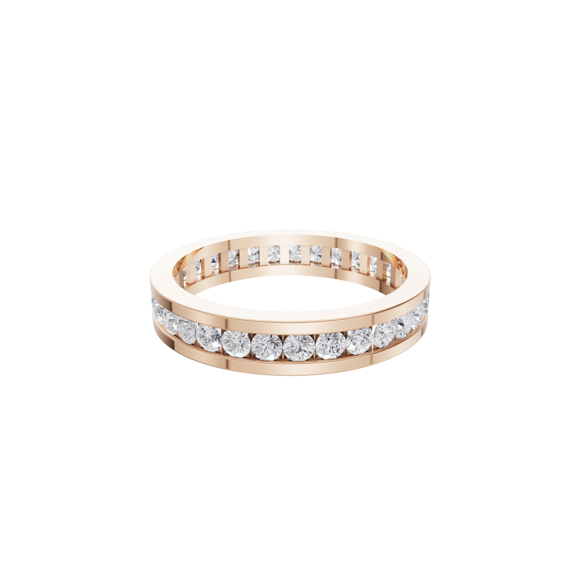 Aarinya Full Eternity Channel Diamond Band Ring, Eternity Channel Round Diamond Ring