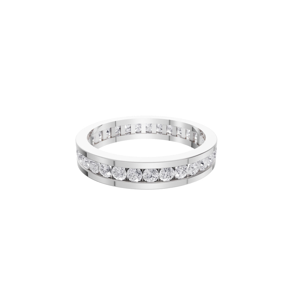 Aarinya Full Eternity Channel Diamond Band Ring, Eternity Channel Round Diamond Ring
