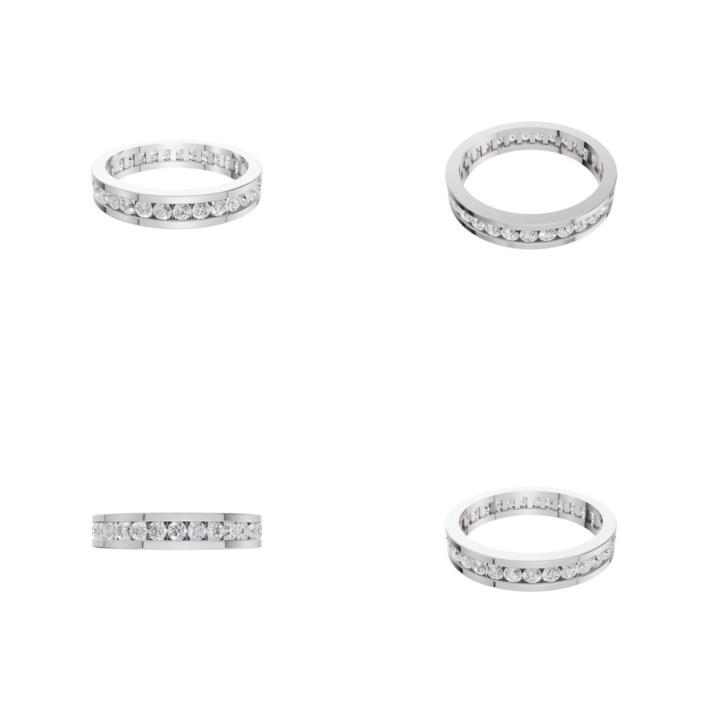 Aarinya Full Eternity Channel Diamond Band Ring, Eternity Channel Round Diamond Ring