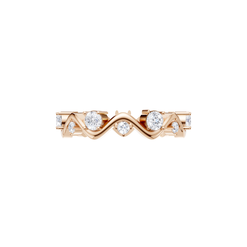 Aarinya Wave-Ribbon Alternating Diamond Band Ring, The Wavy Alternating Diamond Eternity Band