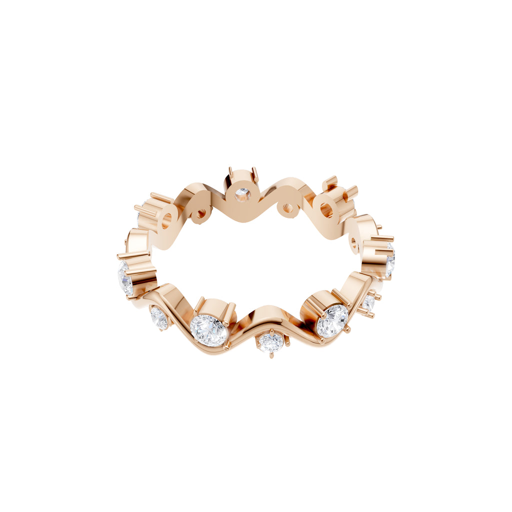 Aarinya Wave-Ribbon Alternating Diamond Band Ring, The Wavy Alternating Diamond Eternity Band