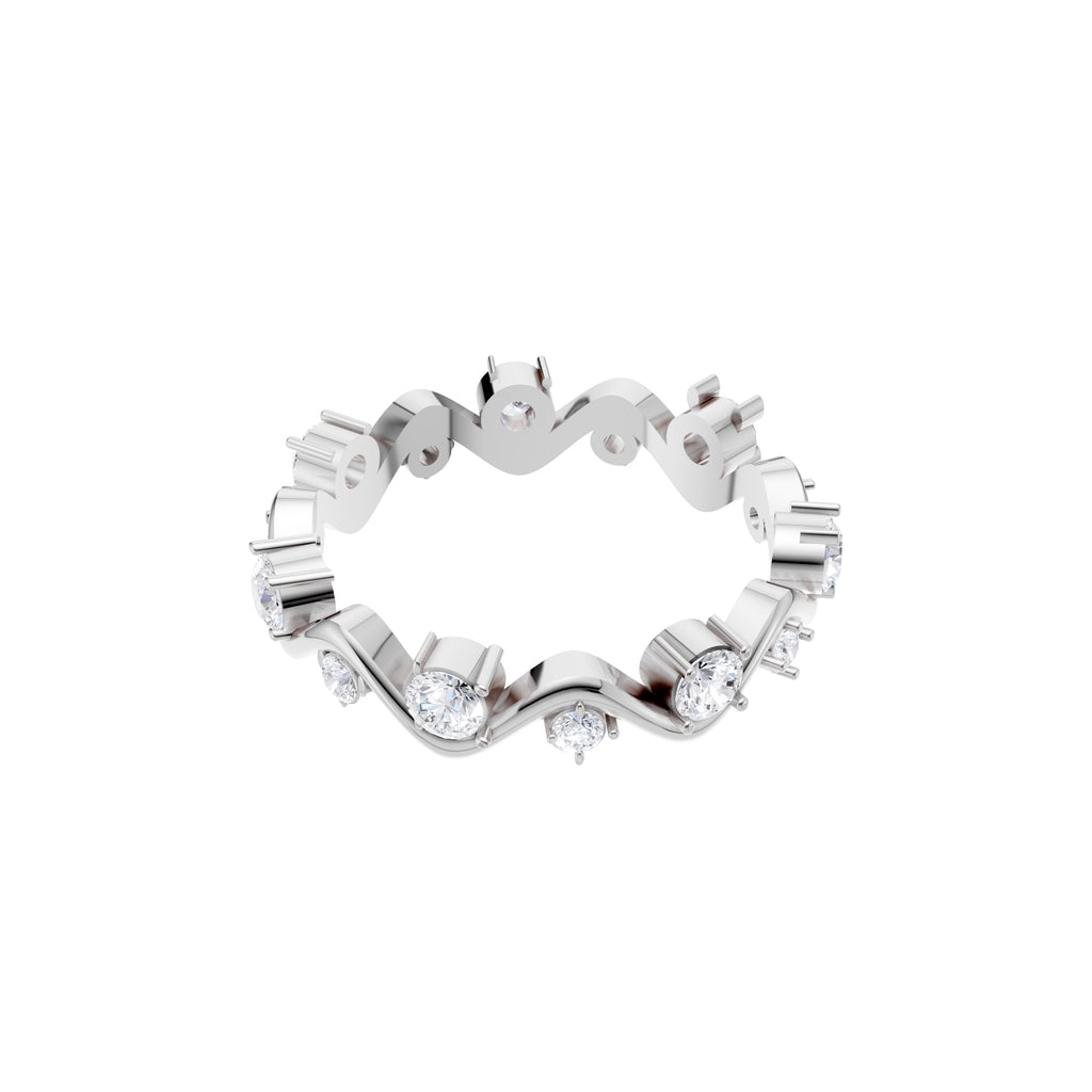 Aarinya Wave-Ribbon Alternating Diamond Band Ring, The Wavy Alternating Diamond Eternity Band
