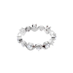 Aarinya Wave-Ribbon Alternating Diamond Band Ring, The Wavy Alternating Diamond Eternity Band