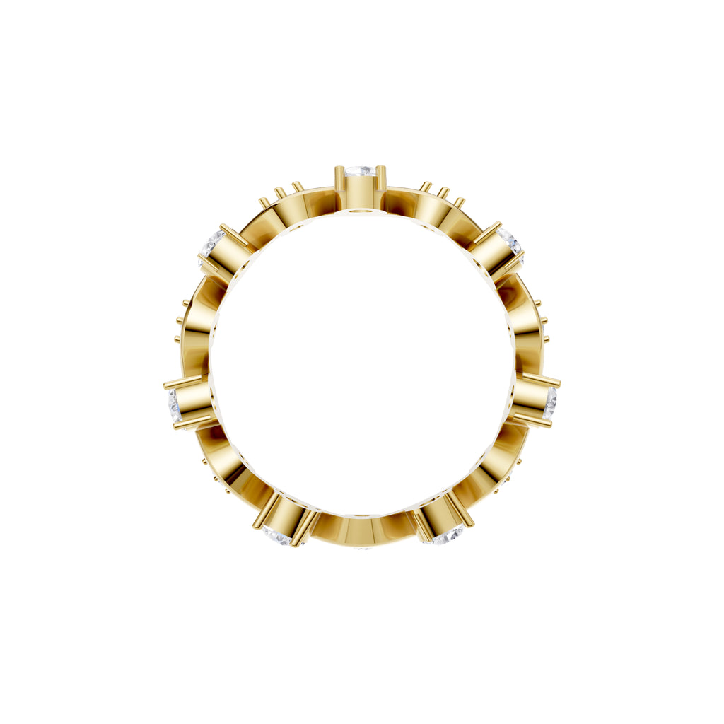Aarinya Wave-Ribbon Alternating Diamond Band Ring, The Wavy Alternating Diamond Eternity Band