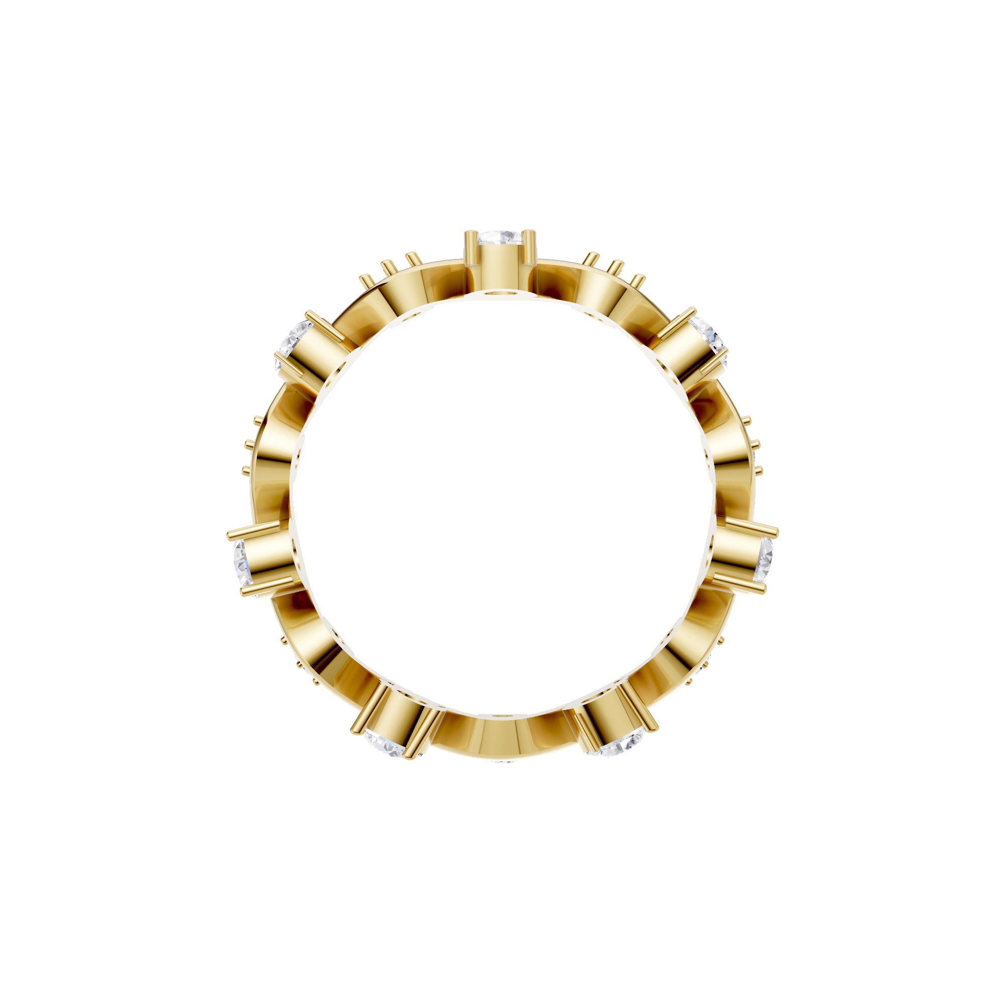 Aarinya Wave-Ribbon Alternating Diamond Band Ring, The Wavy Alternating Diamond Eternity Band