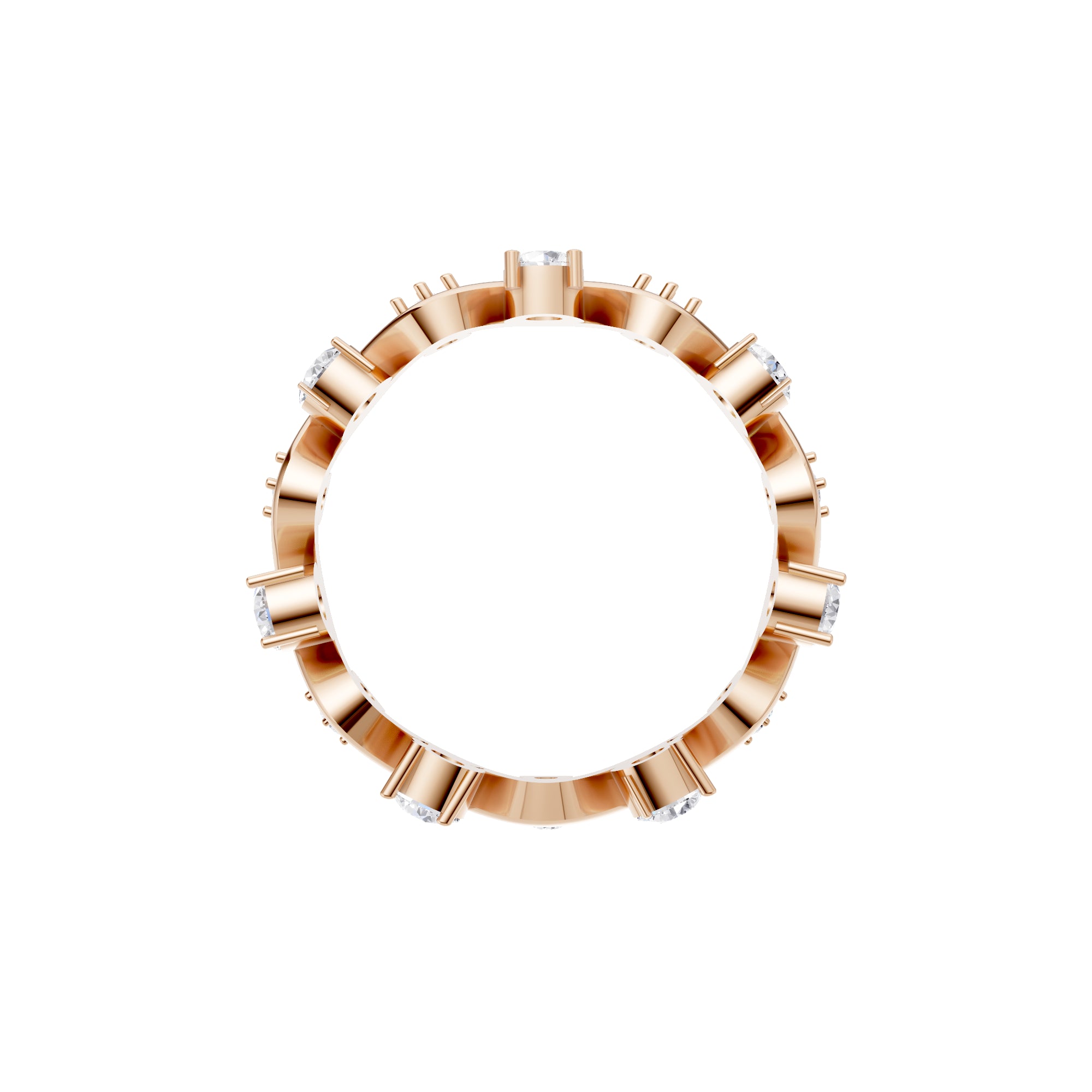 Aarinya Wave-Ribbon Alternating Diamond Band Ring, The Wavy Alternating Diamond Eternity Band