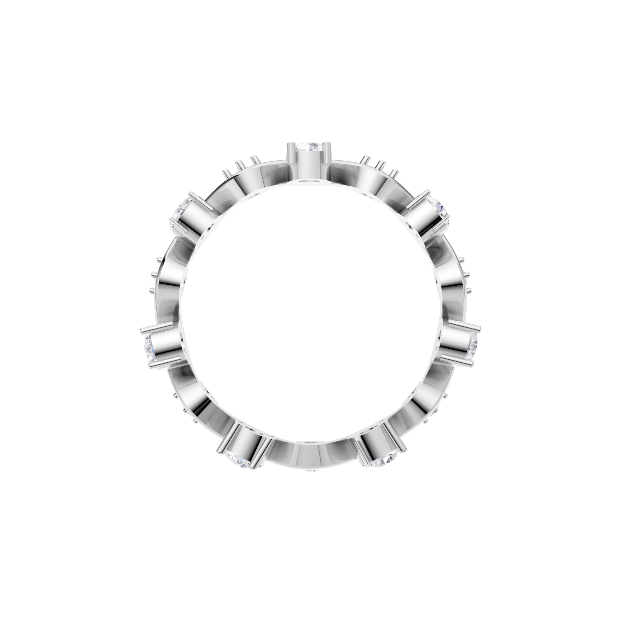 Aarinya Wave-Ribbon Alternating Diamond Band Ring, The Wavy Alternating Diamond Eternity Band